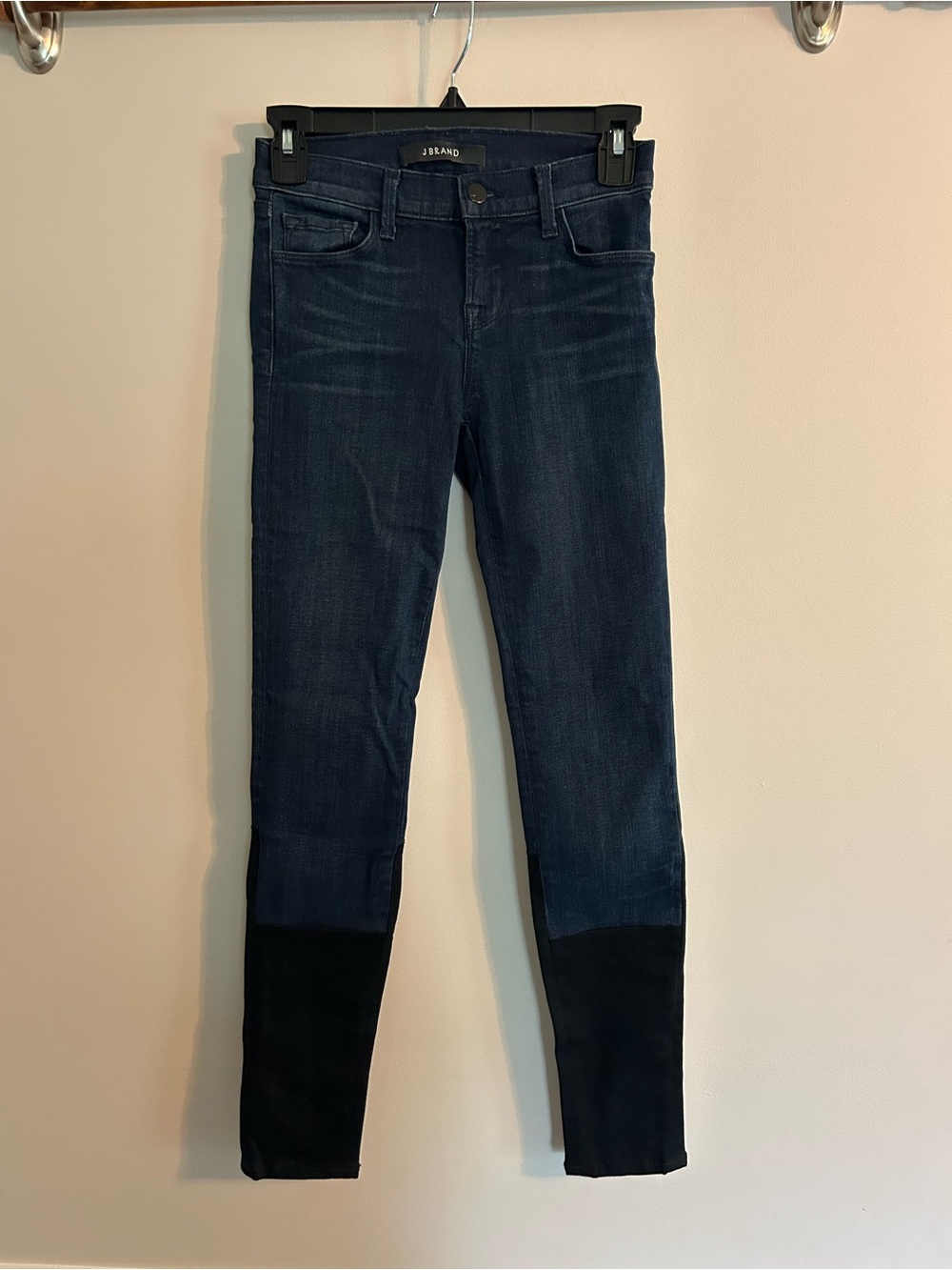 J Brand Dark Indigo Two-Tone Skinny Jeans
